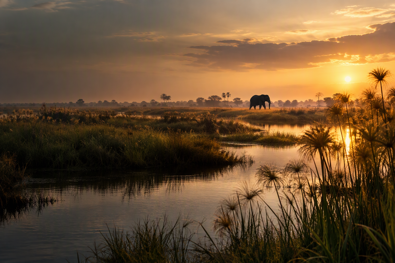 Botswana wilderness at golden hour